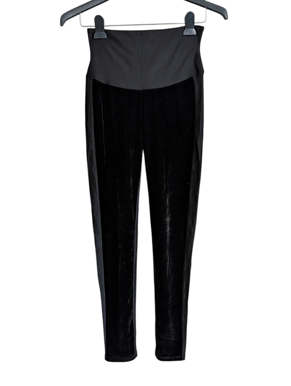 Yummie High Rise Leggings Sculpting Waist Panel Velvet Detail Women's M Black